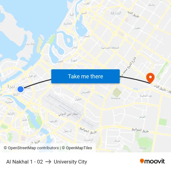 Al Nakhal 1 - 02 to University City map