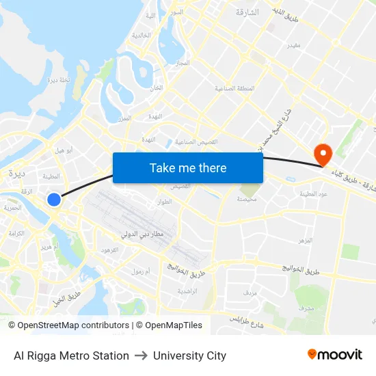 Al Rigga Metro Station to University City map