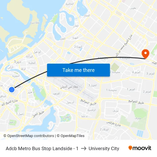 ADCB Metro Bus Stop Landside - 1 to University City map
