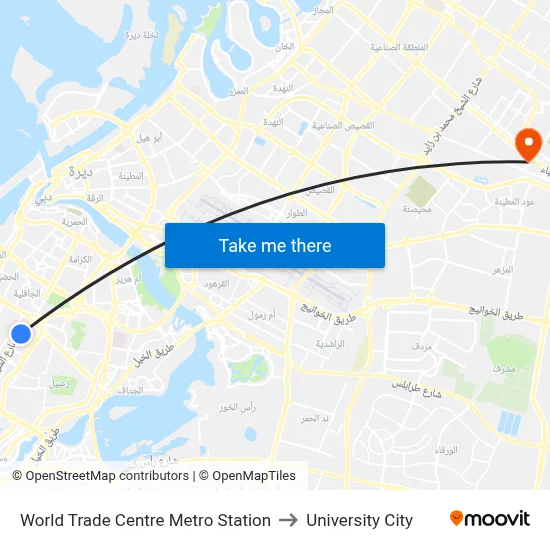 World Trade Centre Metro Station to University City map