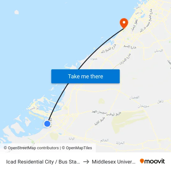 Icad Residential City / Bus Station to Middlesex University map