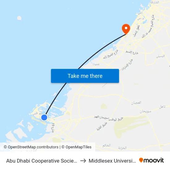 Abu Dhabi Cooperative Society to Middlesex University map
