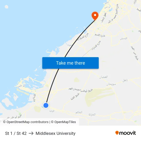 St 1 / St 42 to Middlesex University map