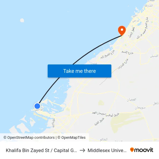 Khalifa Bin Zayed St / Capital Garden to Middlesex University map
