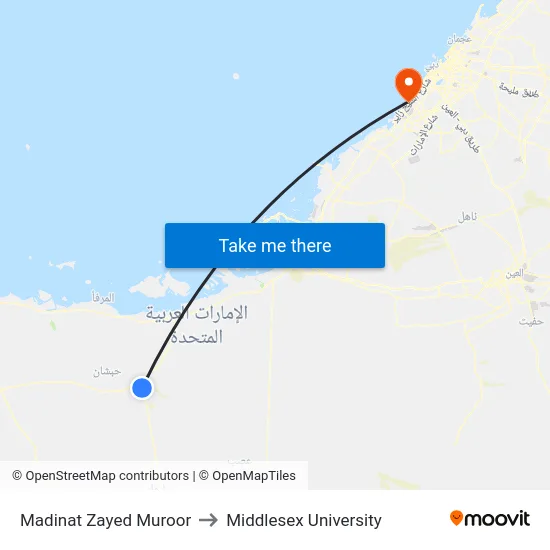 Madinat Zayed Muroor to Middlesex University map
