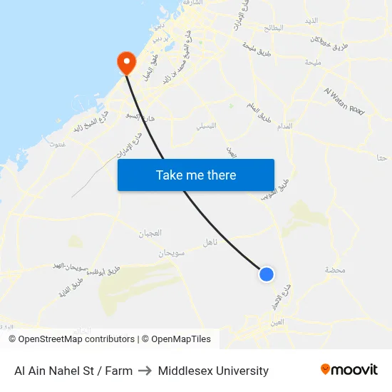 Al Ain Nahel Street / Farm to Middlesex University map