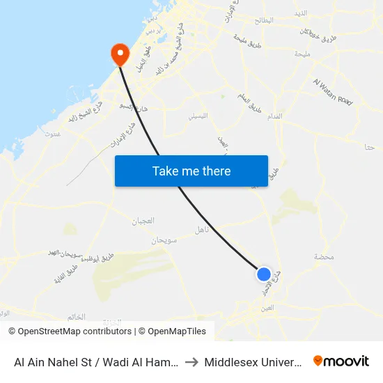 Al Ain Nahel St / Wadi Al Hamam to Middlesex University map