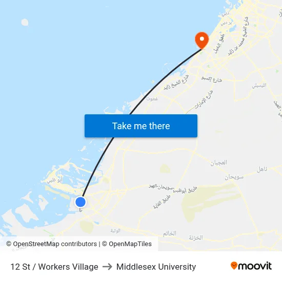 12 Street / Workers Village to Middlesex University map