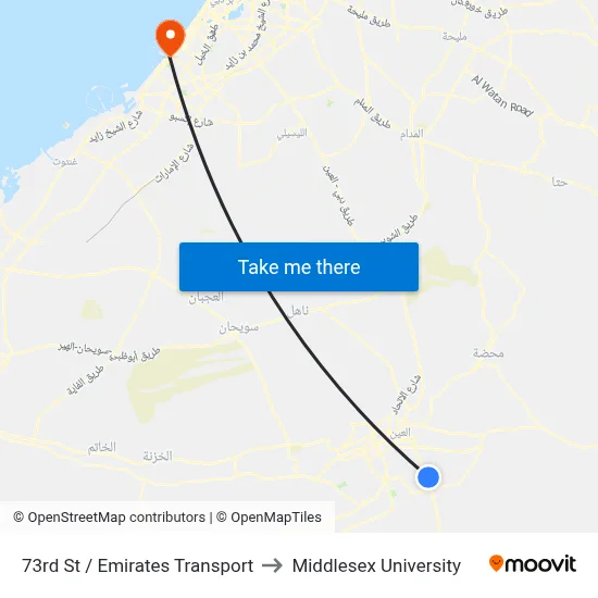 73rd Street / Emirates Transport to Middlesex University map