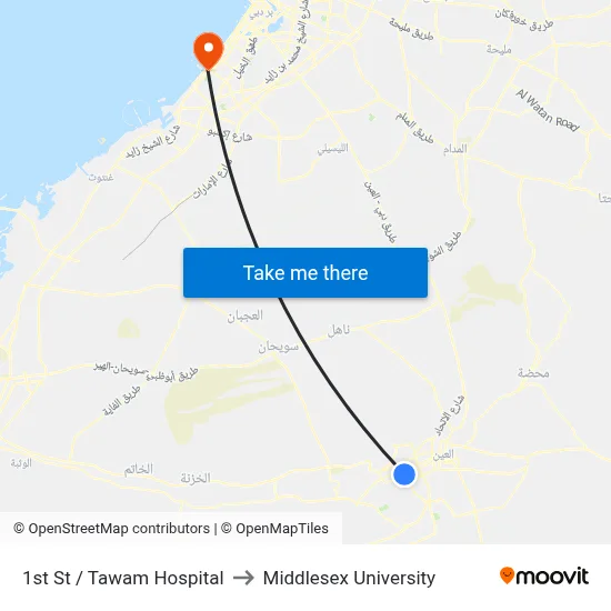 1st Street / Tawam Hospital to Middlesex University map
