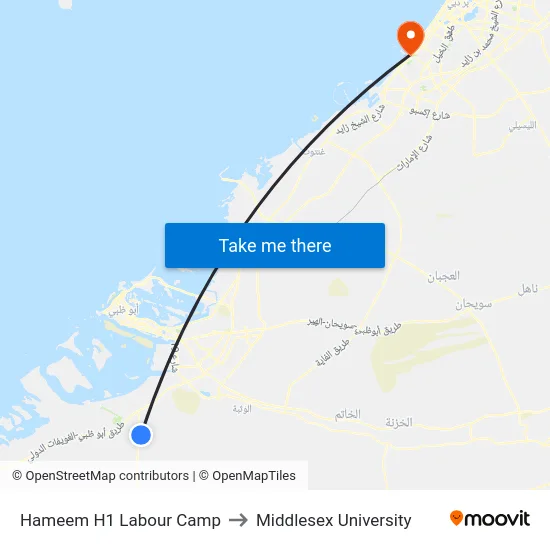 Hameem H1 Labour Camp to Middlesex University map