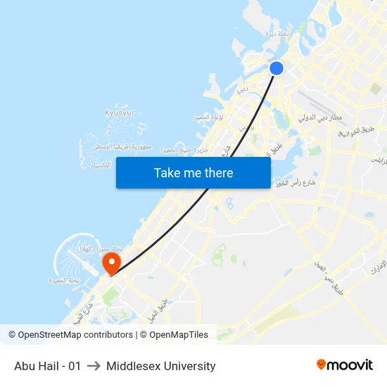 Abu Hail - 01 to Middlesex University map