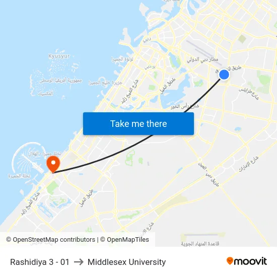 Rashidiya 3 - 01 to Middlesex University map