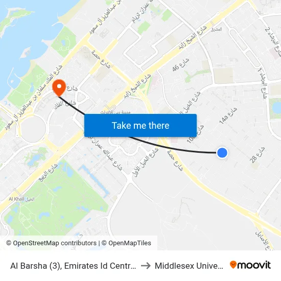 Al Barsha (3), Emirates ID Centre - 01 to Middlesex University map