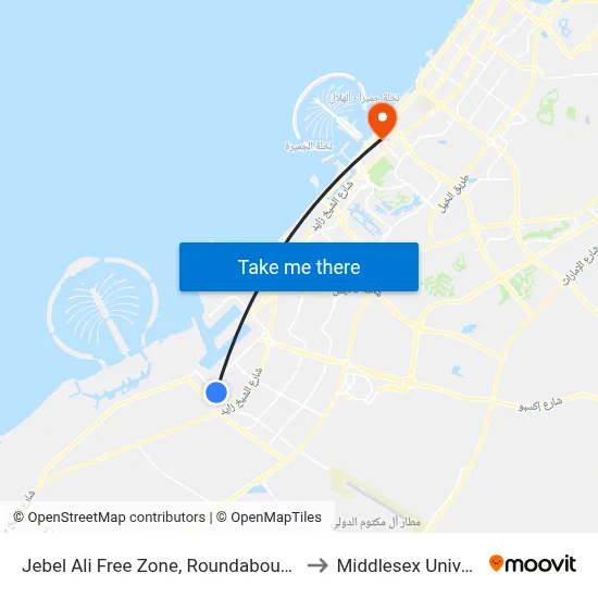 Jebel Ali Free Zone, Roundabout 12 - 01 to Middlesex University map