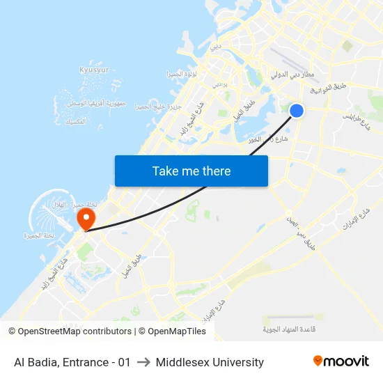 Al Badia, Entrance - 01 to Middlesex University map