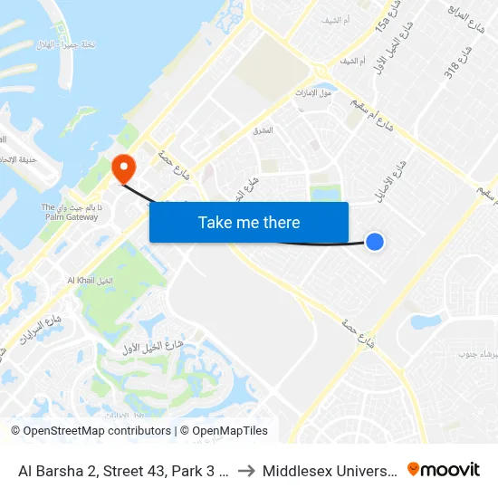 Al Barsha 2, Street 43, Park 3 - 1 to Middlesex University map