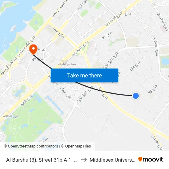 Al Barsha (3), Street 31b A 1 - 01 to Middlesex University map