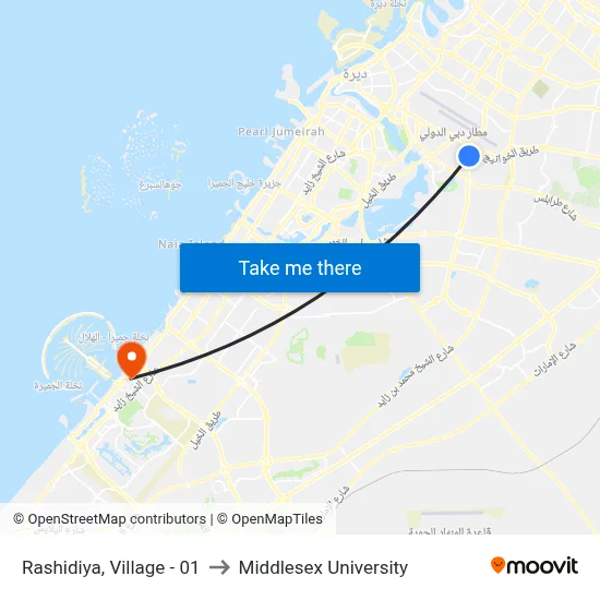 Rashidiya, Village - 01 to Middlesex University map