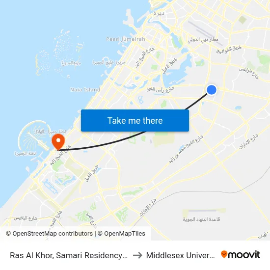 Ras Al Khor, Samari Residency - 01 to Middlesex University map