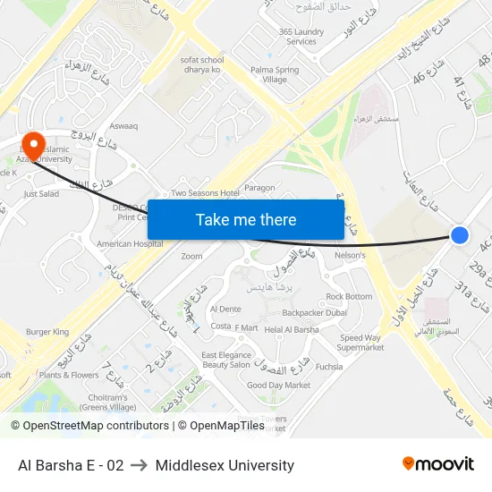Al Barsha E - 02 to Middlesex University map