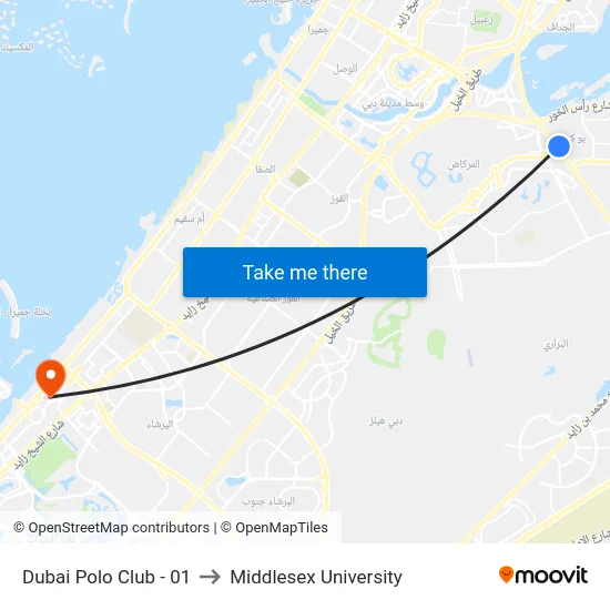 Dubai Polo Club - 01 to Middlesex University map