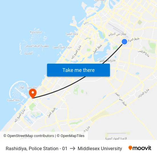 Rashidiya, Police Station - 01 to Middlesex University map