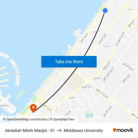 Abdallah Mleih Mosque - 01 to Middlesex University map