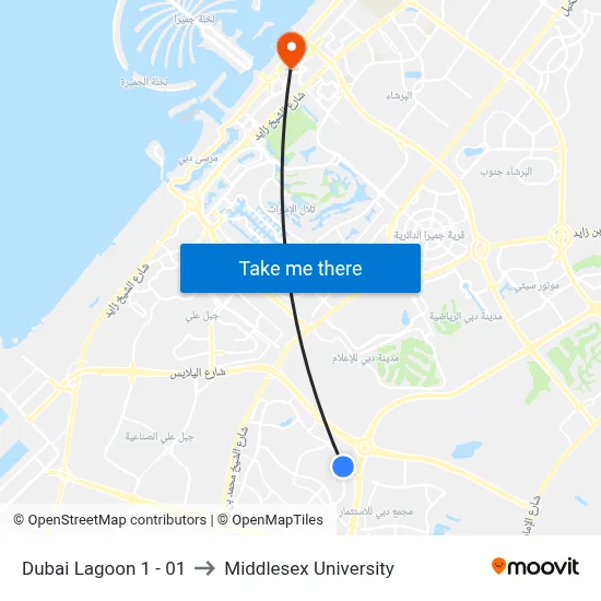 Dubai Lagoon 1 - 01 to Middlesex University map