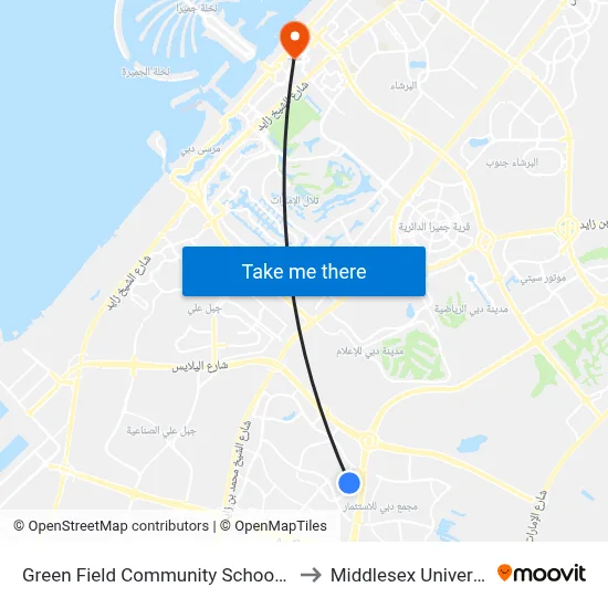 Green Field Community School - 01 to Middlesex University map