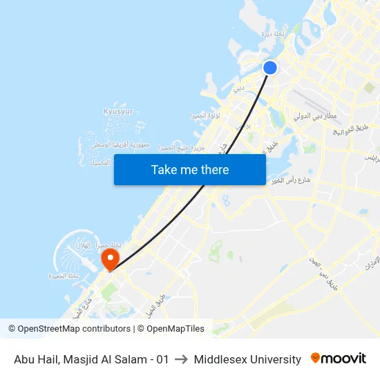 Abu Hail, Al Salam Mosque - 01 to Middlesex University map