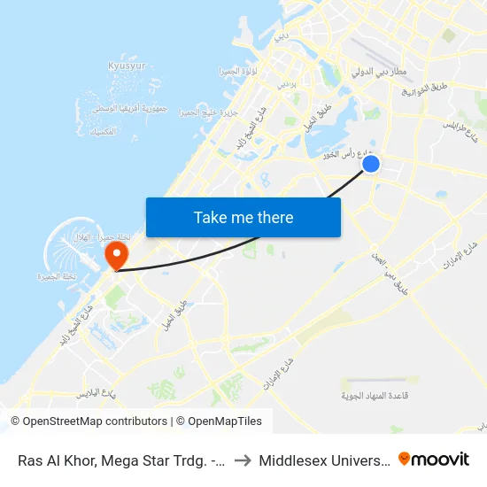 Ras Al Khor, Mega Star Trdg. - 01 to Middlesex University map