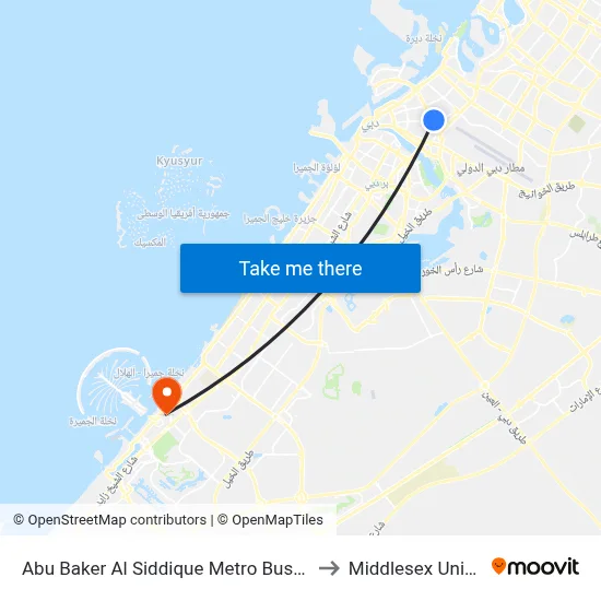 Abu Baker Al Siddique Metro Bus Stop 1 - 01 to Middlesex University map