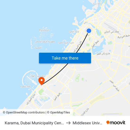 Karama, Dubai Municipality Center - 02 to Middlesex University map