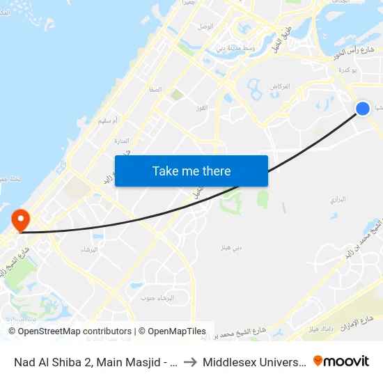 Nad Al Shiba 2, Main Masjid - 02 to Middlesex University map