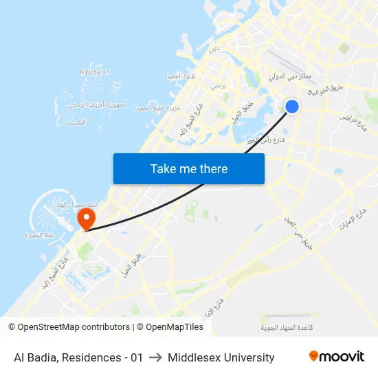 Al Badia, Residences - 01 to Middlesex University map