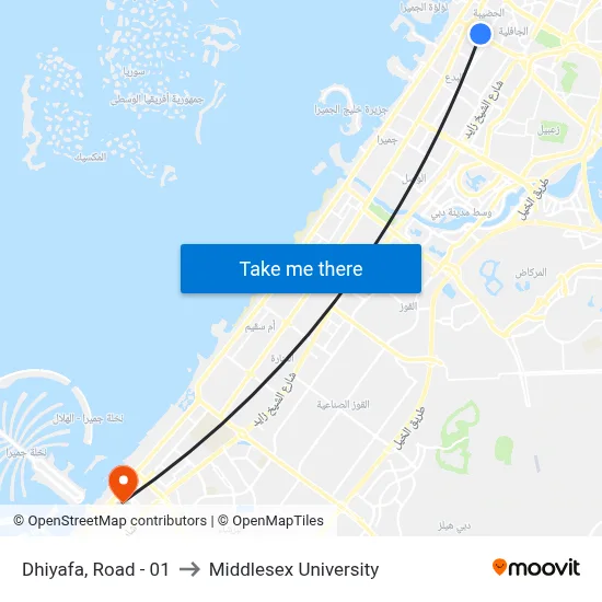 Dhiyafa, Road - 01 to Middlesex University map