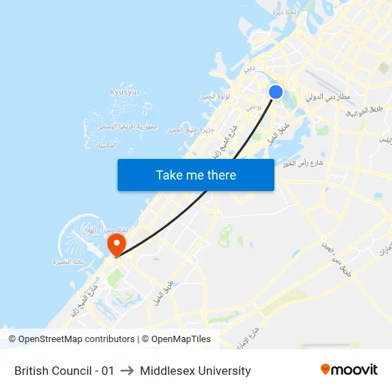British Council - 01 to Middlesex University map