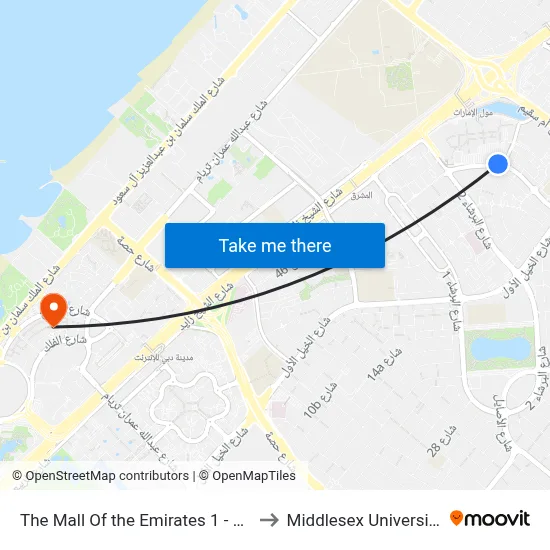 The Mall Of the Emirates 1 - 02 to Middlesex University map