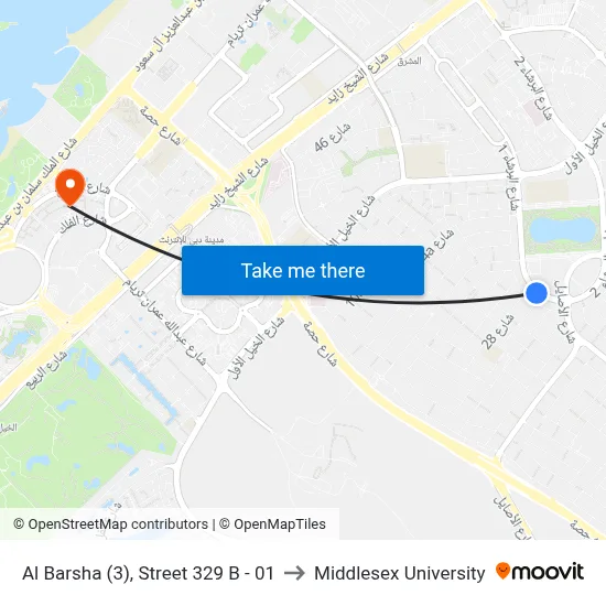Al Barsha (3), Street 329 B - 01 to Middlesex University map