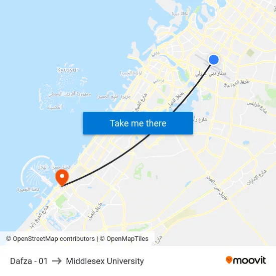 Dafza - 01 to Middlesex University map