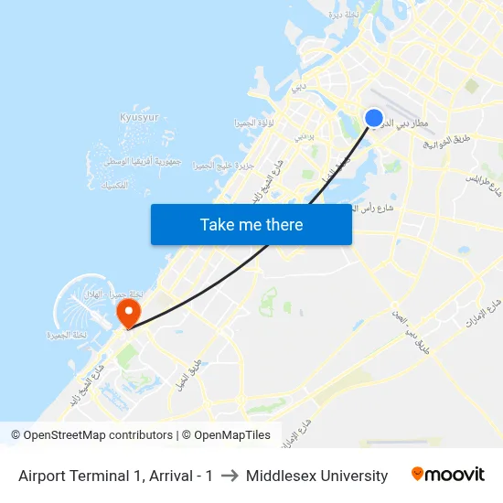 Airport Terminal 1, Arrival - 1 to Middlesex University map