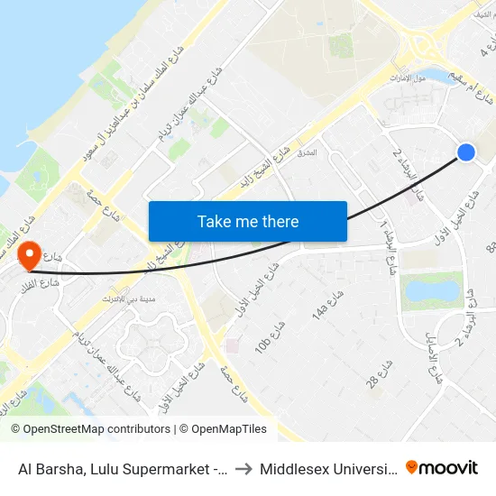 Al Barsha, Lulu Supermarket - 2 to Middlesex University map