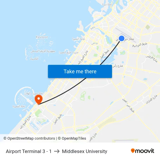Airport Terminal 3 - 1 to Middlesex University map