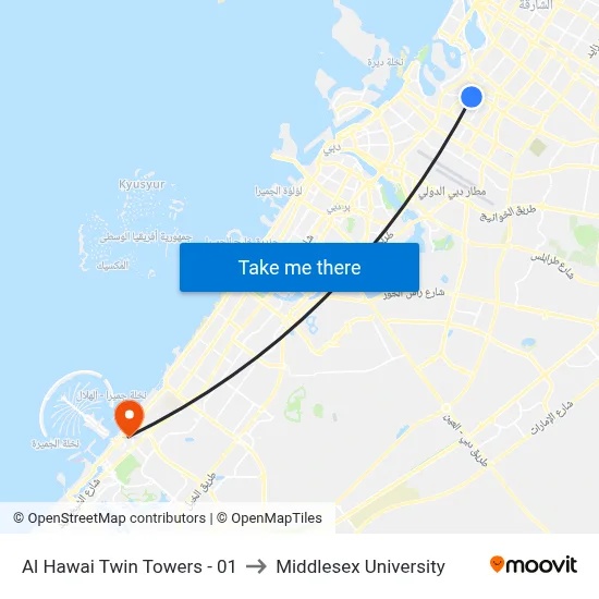 Al Hawai Twin Towers - 01 to Middlesex University map