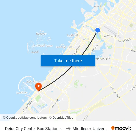Deira City Center Bus Station - 02 to Middlesex University map