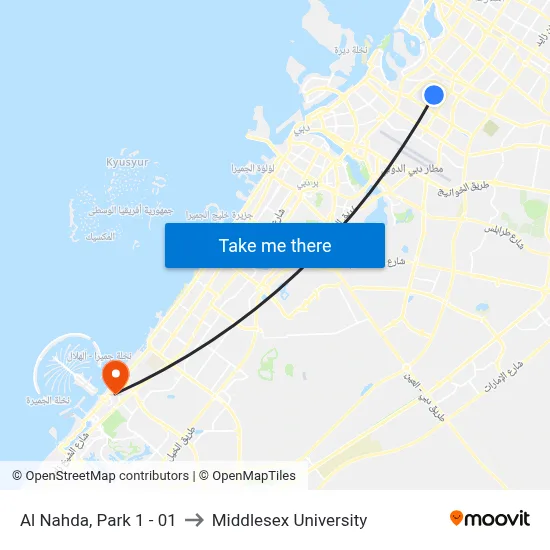 Al Nahda, Park 1 - 01 to Middlesex University map