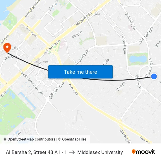 Al Barsha 2, Street 43 A1 - 1 to Middlesex University map