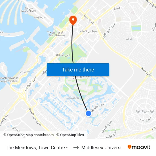 The Meadows, Town Centre - 2 to Middlesex University map