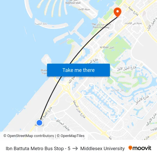 Ibn Battuta  Metro Bus Stop - 5 to Middlesex University map